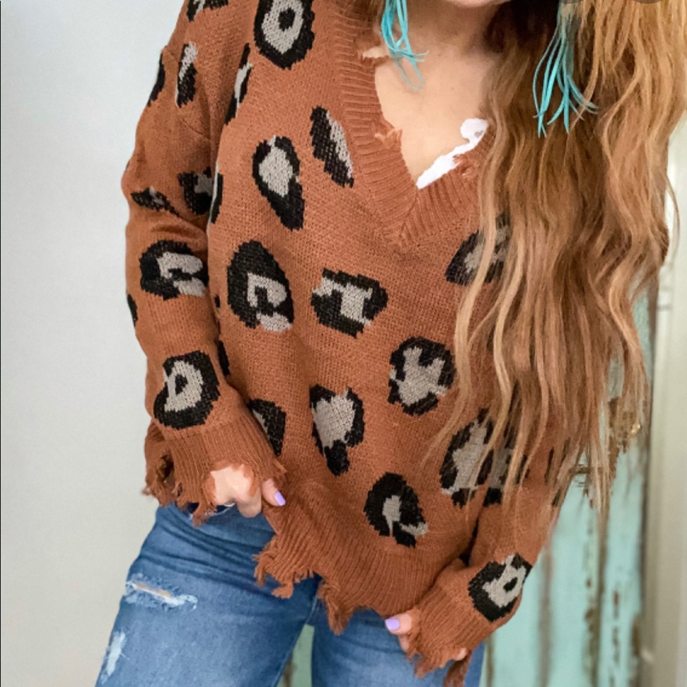 Distressed Leopard Sweater